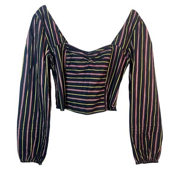 Free People Sunshine In Sicily Top Puff Sleeve Blouse Large - Picture 4 of 10